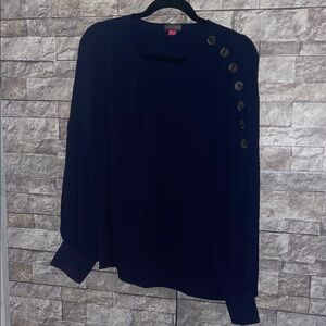 NWT Vince Camuto Navy Button-Detail Blouse